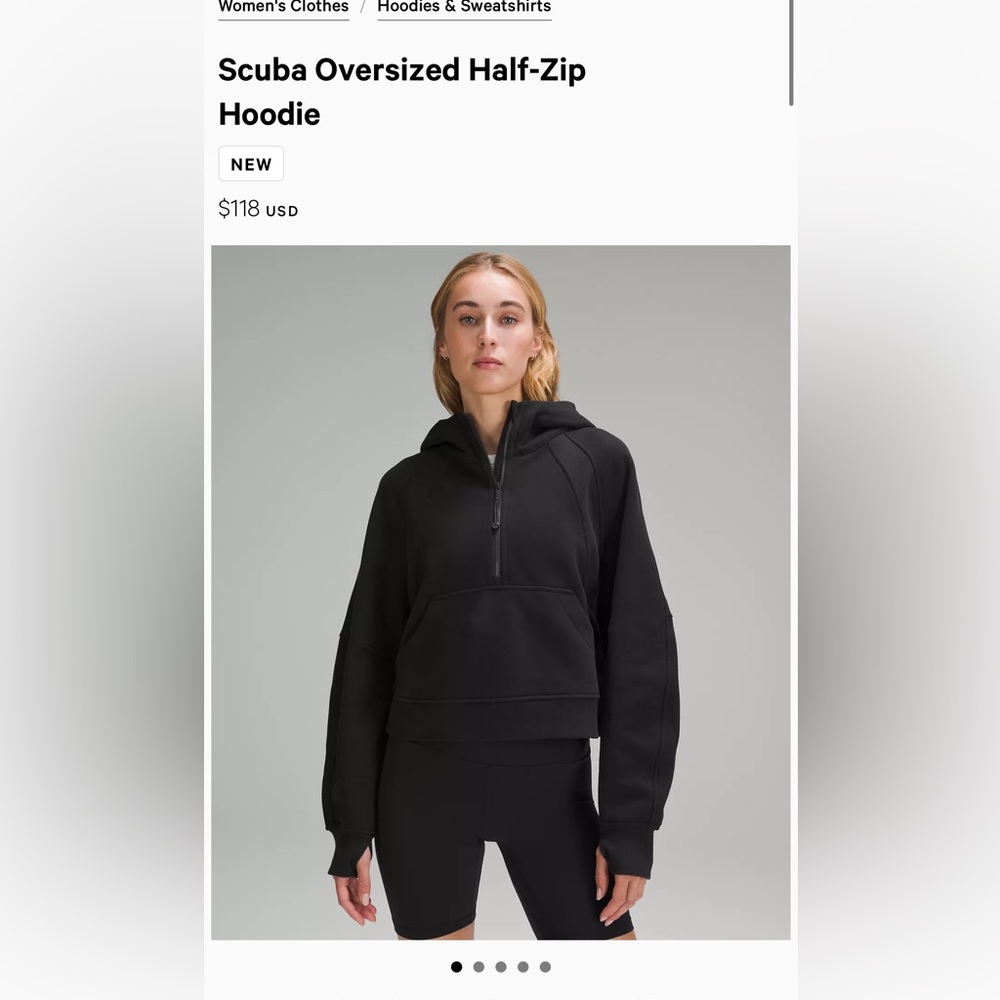 NEW with tags - Lululemon Scuba Oversized Half-Zip Hoodie - Black - Size XS/S